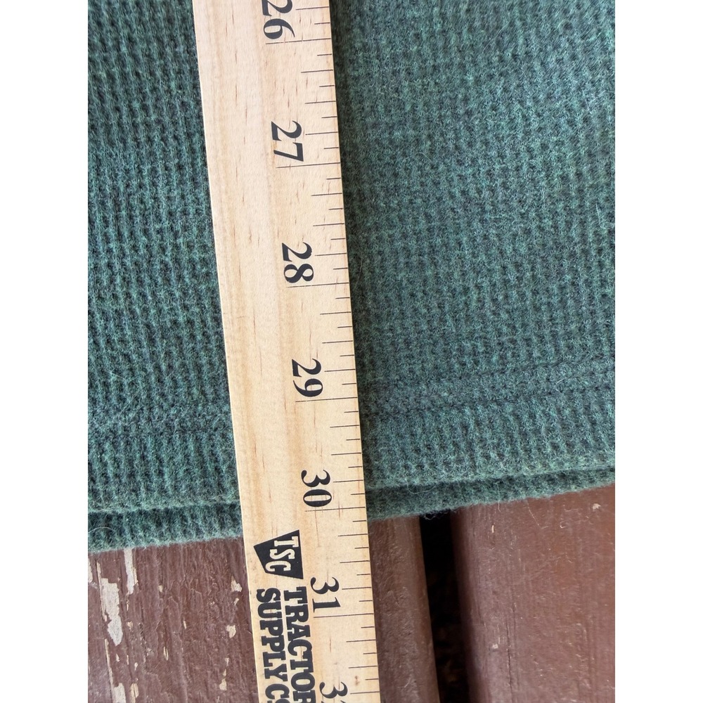 LL Bean Katahdin Iron Works Henley Fleece Lined Waffle Knit Green XLT 298104 - Picture 7 of 8